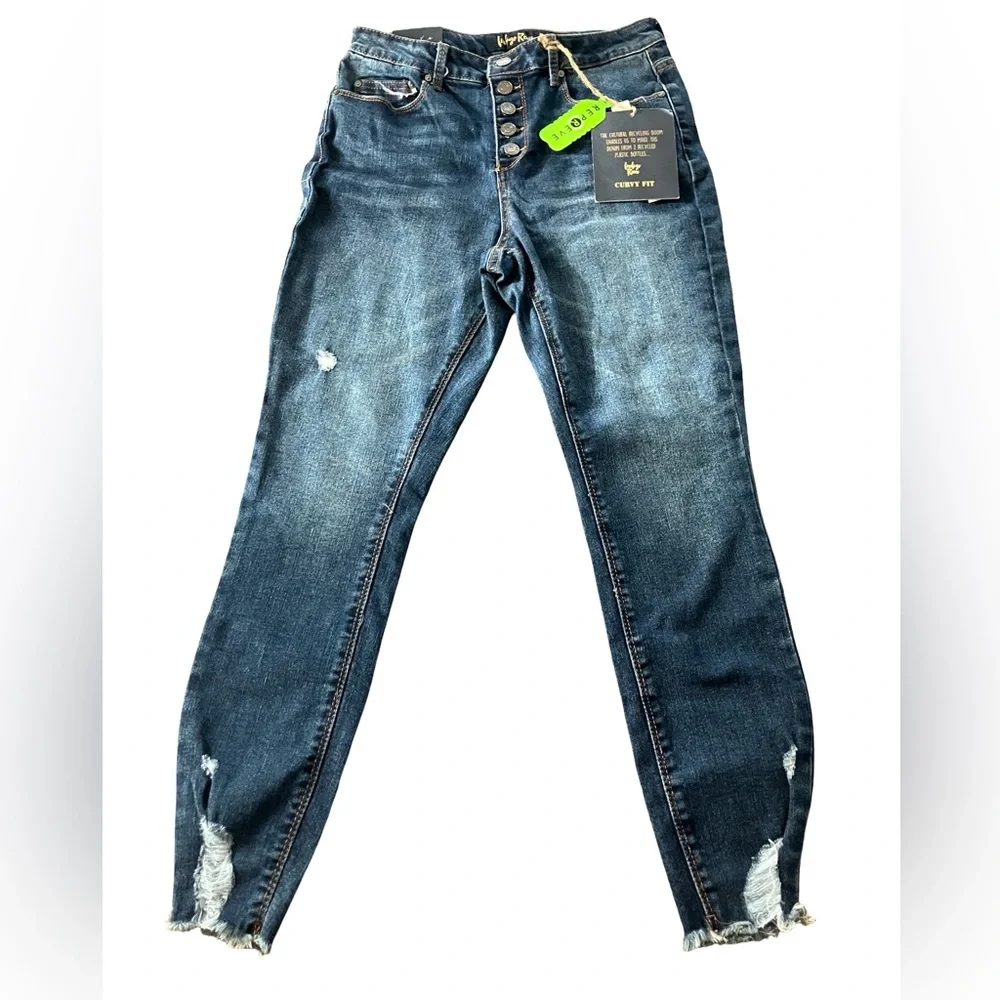 Indigo Rein High Rise Curvy Fit Narrow Leg Above Ankle Junior Blue Jean NWT 9/28
